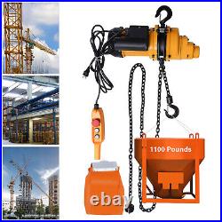0.5Ton/1100lbs Electric Chain Hoist 20Mn2 Single Chain 13ft Lifting 1300W 110V