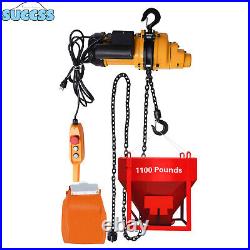 0.5Ton 1100lbs Electric Chain Hoist Winch with13ft 20Mn2 Chain 110V Remote Control