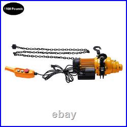 0.5Ton Electric Chain Hoist 13ft Lifting 20 Mn2 Chain Wired Remote Control 1300W