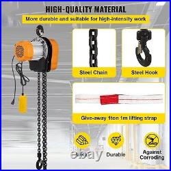 0.5Ton Electric Chain Hoist Winch with 10'-15' G80 Chain 110V Remote Control