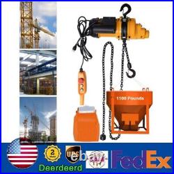 1/2 Ton Electric Chain Hoist Winch with 13' G80 Chain 110V Remote Control 1300W