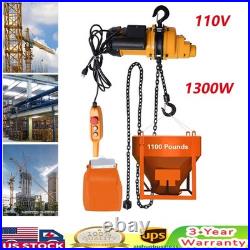 1/2Ton Electric Chain Hoist 1100Lb 13Ft Lifting Chain Wired Remote Control 1300W