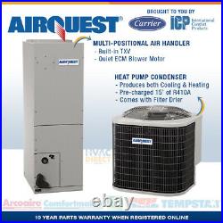 1.5 Ton 14 SEER AirQuest-Heil by Carrier AC Heat Pump System + Heat Kit & T-Stat