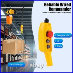 1 Ton 1500W Electric Chain Hoist Single Phase Crane Hoist 2200lbs Load 13ft Lift