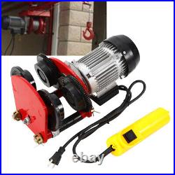 1 Ton 2200lb Electric Wire Rope Hoist with Trolley Winch Hoist Lift Garage Crane