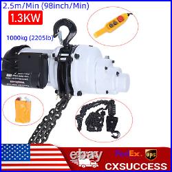 1 Ton/2200lbs Electric Chain Hoist Single Phase Double Chain Hook Hoist Crane
