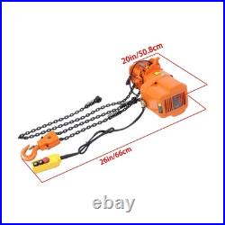 1 Ton Electric Chain Hoist, Single Phase 2200Lbs 10ft Lift Height G80 110V 750W