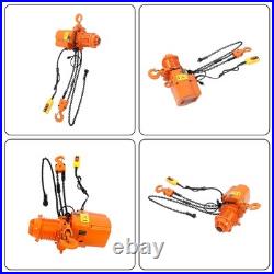 1 Ton Electric Chain Hoist, Single Phase 2200Lbs 10ft Lift Height G80 110V 750W
