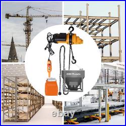 1 Ton Electric Chain Hoist Single Phase Crane Hoist 2200lbs Load 13ft Lift 1500W