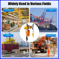 1 Ton Electric Chain Hoist Single Phase Crane Hoist 2200lbs Load 13ft Lift 1500W