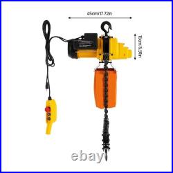 1 Ton Electric Chain Hoist Single Phase Crane Hoist 2200lbs Load 13ft Lift 1500W