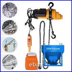 1 Ton Electric Chain Hoist Single Phase Crane Hoist 2200lbs Load 13ft Lift 1500W