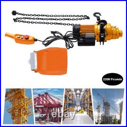 1 Ton Electric Chain Hoist Single Phase Crane Hoist 2200lbs Load 13ft Lift 1500W