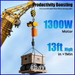 1 Ton Electric Chain Hoist Single Phase Overhead Crane 13FT Double Chain Lifting