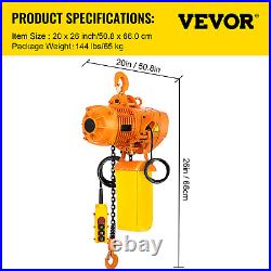 1 Ton Electric Chain Hoist With 10FT Double Chain Lifting110V G80 2200LBS