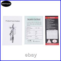 1 Ton Electric Chain Hoist with Double Chain Lifting Single Phrase 110V 20Mn2