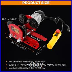 1 Ton Electric I-Beam Trolley for PA600-1000 Power Hoist 2204Lbs Load Capacity 1 Ton Electric I-Beam Trolley for PA600-1000 Power Hoist 2204Lbs Load Capacity