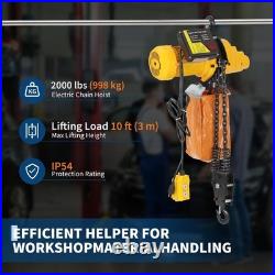 10/20 FT Chain 2200LBS/1 Ton Electric Chain Hoist Single Phase Hoist Crane 110V