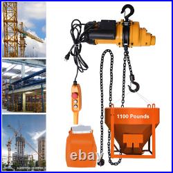 1100lbs 0.5Ton Electric Chain Hoist Winch With13ft 20Mn2 Chain 110V Remote Control