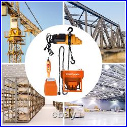 1100lbs 0.5Ton Electric Chain Hoist Winch With13ft 20Mn2 Chain 110V Remote Control