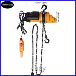 1100lbs 0.5Ton Electric Chain Hoist Winch With13ft 20Mn2 Chain 110V Remote Control