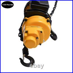 1100lbs 0.5Ton Electric Chain Hoist Winch With13ft 20Mn2 Chain 110V Remote Control