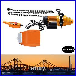 1100lbs 0.5Ton Electric Chain Hoist with13ft 20Mn2 Chain 110V Remote Control 1300W