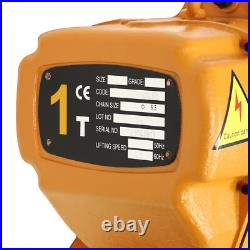 110V 1.6KW 2204LBS 1Ton Electric Chain Hoist Single Phase Hoist Crane 10FT Chain