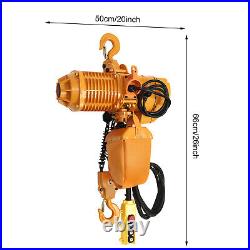 110V 1.6KW 2204LBS 1Ton Electric Chain Hoist Single Phase Hoist Crane 10FT Chain