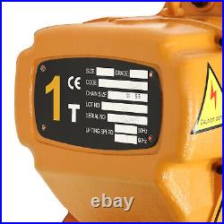 110V 1.6KW 2204LBS 1Ton Electric Chain Hoist Single Phase Hoist Crane 10FT Chain