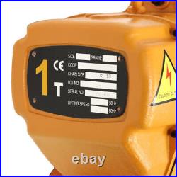 110V 1.6KW 2204LBS 1Ton Electric ChainHoist Single Phase Hoist Crane 10Ft Chain