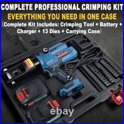 12-Ton Electric Hydraulic Crimping Tool Battery Powered 6AWG-600MCM Cable Lug