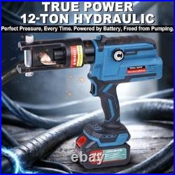 12-Ton Electric Hydraulic Crimping Tool Battery Powered 6AWG-600MCM Cable Lug