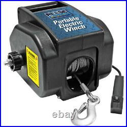 12 Volt Electric Winch Cable Portable Power 1 Ton Recover Vehicle Boat Trailer