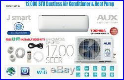 12000 BTU Ductless Air Conditioner, Heat Pump Mini Split WIFI 1 Ton 12 ft Kit