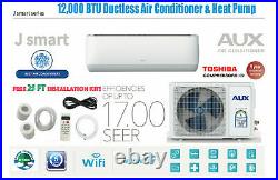 12000 BTU Ductless Air Conditioner, Heat Pump Mini Split WIFI 1 Ton 25 ft Kit