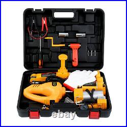 12V 3 Ton Electric Car Floor Jack Set with Wrench & Tire Inflator Pump 6600lbs