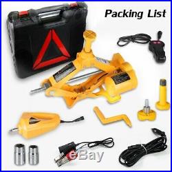 12V 3Ton Electric Hydraulic Jack & Impact Wrench Roadside Tire Lift Repair Tools