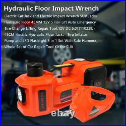 12V 5Ton 5T Car Jack Lift Electric Hydraulic Floor Jack Impact Wrench Tire Tool