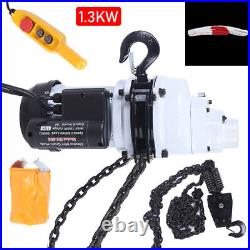 1300W 1Ton Capacity 10ft Lift Electric Chain Hoist Crane with 10ft G80 Chain Hook
