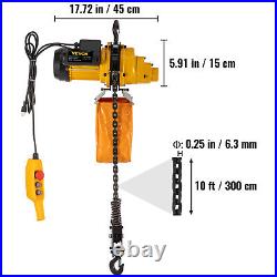 1300W Electric Chain Hoist Winch Cable 1T/2200LBS Electric Crane 10ft Chain 110V