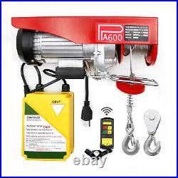 1320LBS 0.6 Ton Electric Hoist with Wireless Remote Control Winch Steel Lifting