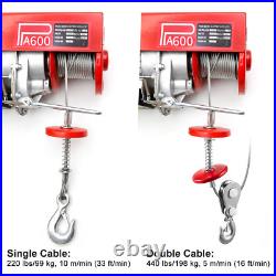 1320LBS 0.6 Ton Electric Hoist with Wireless Remote Control Winch Steel Lifting