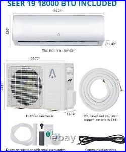 18000 BTU Air Conditioner Heat Pump Ductless Mini Split 19 SEER INVERTER 1.5 TON