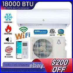 18000 BTU Ductless Mini Split Air Conditioner Heat Pump 22 SEER2 220V 1.5 Ton US