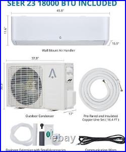 18000 BTU Ductless Mini Split Air Conditioner Heat Pump 22 SEER2 220V 1.5 Ton US