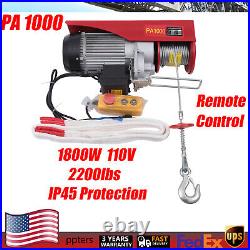 1Ton 2200LBS Electric Wire Cable Hoist Winch Crane Lift with wired Remote Control