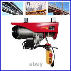 1Ton 2200LBS Electric Wire Cable Hoist Winch Crane Lift with wired Remote Control