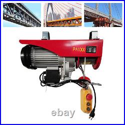 1Ton Electric Wire Rope Hoist withRemote Control 2200lb 20ft Cable Heavy Duty 110V