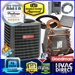 2.5 Ton 14 SEER Goodman Mobile AC Home Heat Pump + Coil System, Full Install Kit